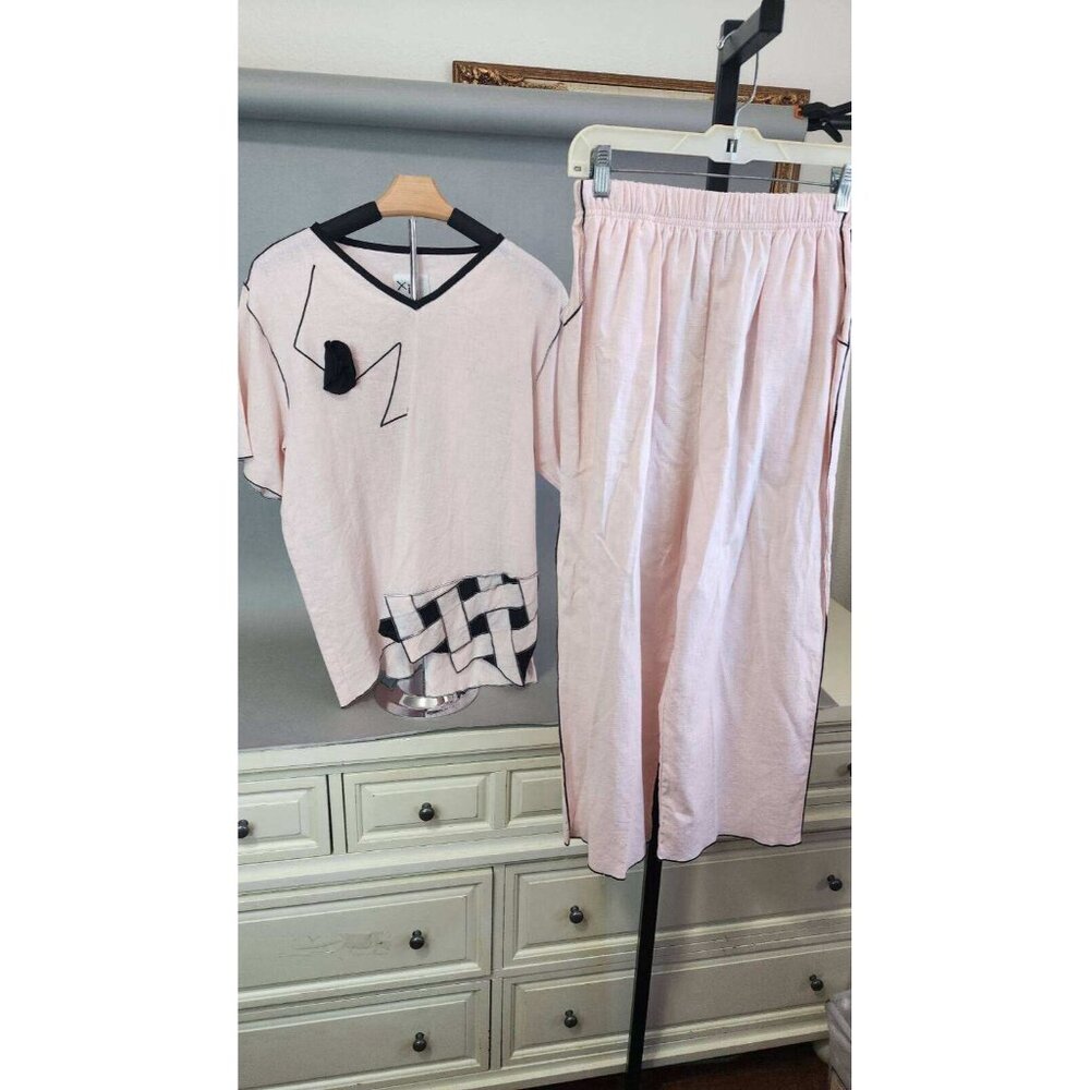 Vintage XIAO Womens Size M 2 Piece Coordinate Pink/black Made In USA  Laganlook